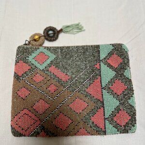 Anthropologie x Jasper & Jeera geometric beaded clutch.